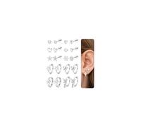 Morfetto 10 Paar Ohrringe Gold Damen Hypoallergene Medizinische Ohrstecker 14K Vergoldete Kinder Ohrringe Für Mädchen Piercing Ohr Helix Piercings Creolen Set Süße Damen Geschenk Silber