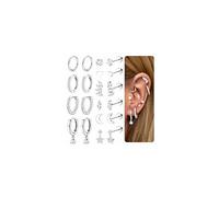 Morfetto 10Paar Ohrringe Gold Silber Helix Piercings Chirurgenstahl Studs Creolen Ohrstecker Kleine CZ Blume Conch Tragus Piercing Ohr Schmuck Set Damen Herren Silber