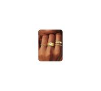 Morfetto 4 Stück Ringe Gold Silber Damen Wasserfest - 14K Vergoldeter stapelbarer Ringe Eheringe Golden Fingerringe Daumenring Stapelbarer Ring Gold Damen 54mm(17.3mm),US=7 Golden