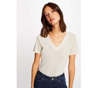 Morgan Kurzarm-T-Shirt mit V-Kragen Beige XL