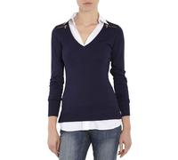 Morgan Damen Sweater 132-MYLORD.M, Button-down, Uni, Blau, Marine (Marine/Blanc), 36 (Herstellergröße: S)