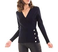 Morgan Einfacher feiner Strickpullover Blau (Marine 301) XS