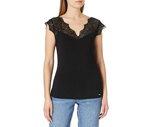 Morgan Kurzärmeliges Schnür-T-Shirt Schwarz S