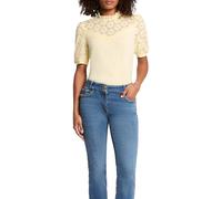 Morgan Kurzärmeliges T-Shirt, Bestickt, Butter M, Small