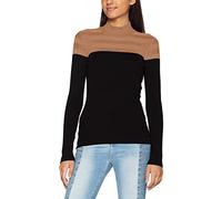Morgan Langarm-Pullover mit Stehkragen Camel/Schwarz M