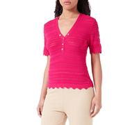 Morgan MISHI Damenpullover, kurzärmlig, Durchbrochene Details, Dunkelrosa, TS, Pfingstrose, Small