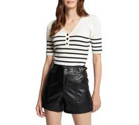 Morgan Pullover mit V-Kragen und Streifenmuster Off White/Marine XS