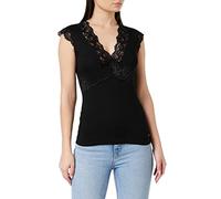 Morgan Women's Tshirt col V Dentelle DTEL T-Shirt, Schwarz (Noir 100), Medium (Herstellergröße: TM)