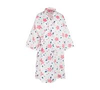Morgenmantel Damen Hausmantel Frauen Schlafmantel Blumen Leicht Bademantel Kurz Nachthemd Atmungsaktiv Kimono Nachtwäsche Nachtkleid Baumwolle Sleepwear Bequem Weich Schlafshirt für Baden Schlafen
