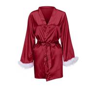 Morgenmantel Kimono Robe, Morgenmantel Damen Leicht Kimono Kleid Seide Satin Bademantel Cardigan Sexy Nachthemd Pyjama Party V-Ausschnitt Robe Mit Gürtel Schlafmantel Braut Nachtwäsche Negligee