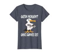 Morgenmuffel Möwe Guten Morgen Ganz Dünnes EIS T-Shirt, Damen, Blau Meliert, XL