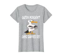 Morgenmuffel Möwe Guten Morgen Ganz Dünnes EIS T-Shirt, Damen, Grau Meliert, XL