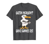 Morgenmuffel Möwe Guten Morgen Ganz Dünnes EIS T-Shirt, Herren, Anthrazit Meliert, 6XL