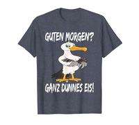 Morgenmuffel Möwe Guten Morgen Ganz Dünnes EIS T-Shirt, Herren, Blau Meliert, 4XL