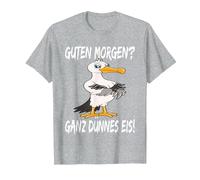 Morgenmuffel Möwe Guten Morgen Ganz Dünnes EIS T-Shirt, Herren, Grau Meliert, 4XL