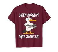 Morgenmuffel Möwe Guten Morgen Ganz Dünnes EIS T-Shirt, Herren, Kastanienbraun, XL