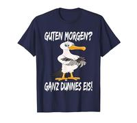 Morgenmuffel Möwe Guten Morgen Ganz Dünnes EIS T-Shirt, Herren, Marineblau, 6XL