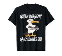 Morgenmuffel Möwe Guten Morgen Ganz Dünnes EIS T-Shirt, Herren, Schwarz, 4XL