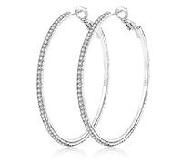 MOROTOLE 925 Sterling Silber Strass Hoop Ohrringe - Dünne Silber Strass Hoops Hypoallergene große Ohrringe für Frauen & Mädchen - Schmuck Geschenke - 20/30/40/50/60/70mm Creolen