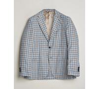 Morris Linen Cotton Checked Blazer Blue Blau 48