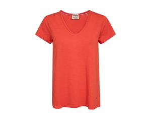 MOS MOSH - MMTulli V-SS Basic Tee spicy orange - Gr. - L