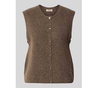 MOS MOSH Regular Fit Cardigan aus elastischem Alpaka-Mix mit Knopfleiste in Mittelbraun, Größe XS