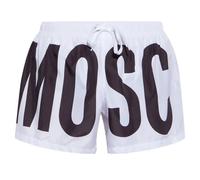 Moschino Brand Print Logo Weiße kurze Badeshorts XS
