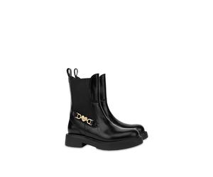 Moschino Chelsea Ankle Boots In City Love Abrasive Calfskin Black Größe: 37 | Stiefel Outlet | Damen | Schwarz
