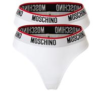 MOSCHINO Damen Brazilian Slips 2er Pack - Unterhose, Baumwollmischung, Logobund, uni Weiß / XS XS Weiß