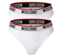 MOSCHINO Damen Slip 2er Pack - Unterhose, Baumwollmischung, Logobund, uni Weiß / XS XS Weiß