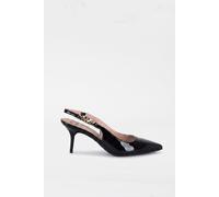 Moschino Love Chain Strap Patent Leather Slingbacks Black Größe: 37 | Pumps Outlet | Damen | Schwarz
