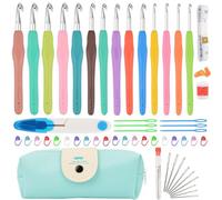 Moseem Häkelnadel Set 54 Stück, 14 Größe Häkelset von 2 mm bis 10 mm für Anfänger mit Häkel Zubehör,Ergonomische Häkelnadeln Soft Gummi Häckelnadel Crochet Set, Häkelnadeln Set mit Tragbaren Fall