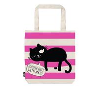 moses. Ed, the Cat Shopper Hang Out, Stofftasche aus 100% Baumwolle, mit Katzenmotiv in Pink-Weiß, Shopper mit Standboden für Einkäufe, Büro oder Uni, 39 x 42 cm