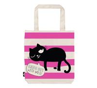moses. Ed, the Cat Shopper Hang Out, Stofftasche aus 100% Baumwolle, mit Katzenmotiv in Pink-Weiß, Shopper mit Standboden für Einkäufe, Büro oder Uni, 39 x 42 cm
