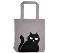 moses Ed, the Cat Shopper Happy Face, Stofftasche aus 100% Baumwolle, mit Katzenmotiv, Shopper mit Standboden für Einkäufe, Büro oder Uni, 39 x 42 cm
