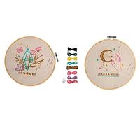 moses. Omm for you DIY Stickrahmen-Set, Stickerei-Set für Anfänger inkl. Stickrahmen, 2 Tücher aus Leinen, 8 Garnfarben, 2 Nadeln, 1 Einfädelhilfe und 1 Anleitung, 63333, Mehrfarbig, Ø 20 cm