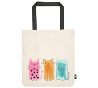 moses. Shopper Katzentrio, Tragetasche aus 100% Baumwolle, Große Einkaufstasche mit Katzenmotiv, Shopper mit Standboden für Einkäufe, Büro oder Unni, 39 x 42 cm, ideal für Katzenfans