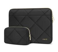 MOSISO 13-14 Zoll Laptoptasche, 13,3 Zoll Laptophülle Kompatibel mit MacBook Air 13 13,6 / Pro 13 / Pro 14, HP Dell ASUS Lenovo, Rhombus Gesteppte Horizontale Laptophülle mit Kleine Etui, Schwarz