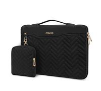 MOSISO 14 Zoll 360 Grad Schütz Laptoptasche, 14 Zoll Laptophülle Kompatibel mit HP Lenovo Dell ASUS Acer, HP Stream, Dell Latitude, Rechteckige Gesteppt Tasche mit Griff&Beutel&Kleine Etui, Schwarz