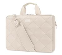 MOSISO 360 Laptoptasche Schultertasche 13,3 Zoll, 13-14 Zoll Laptop Umhängetasche Doppellagig Flauschig Gepolstert Diebsschutz Reißverschluss Kompatibel mit MacBook HP Dell Lenovo Asus, Sand