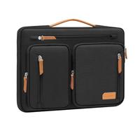 MOSISO 360 Schütz Laptop Tasche Hülle 15-15,6 Zoll, Laptoptasche Kompatibel mit MacBook Pro 16,HP,Dell,Lenovo,Asus Notebook, Seitliche Offene Tragetasche mit 5 Zubehörtaschen&Gürtel, Schwarz