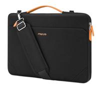 MOSISO 360 Schütz Laptoptasche, 15-15,6 Zoll Umhängetasche Kompatibel mit MacBook Pro 16, HP, Dell, Lenovo, Asus Notebook, Seitenöffnungtasche Schultertasche mit Fronttasche & Gürtel, Schwarz