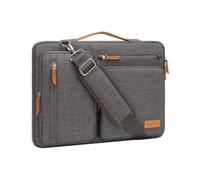 MOSISO 360 Schütz Laptoptasche 15 Zoll, 15 Zoll Umhängetasche Kompatibel mit MacBook Air 15 M4 M3 M2 2025-2023, Dell XPS 15, Seite Offen Schultertasche mit 4 Reißverschlusstaschen&Griff, Taupe Grau