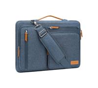 MOSISO 360 Schütz Laptoptasche 15 Zoll, 15 Zoll Umhängetasche Kompatibel mit MacBook Air 15 M4 M3 M2 2025-2023, Dell XPS 15, Seite Offen Schultertasche mit 4 Reißverschlusstaschen&Griff, Haze Blau
