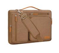 MOSISO 360 Schütz Laptoptasche 16 Zoll, 15-15,6 Zoll Umhängetasche Kompatibel mit MacBook Pro 16, HP, Dell, Lenovo, Asus, Seite Offen Schultertasche mit 4 Reißverschlusstaschen&Griff, Mokka
