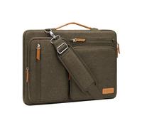 MOSISO 360 Schütz Laptoptasche 16 Zoll, 15-15,6 Zoll Umhängetasche Kompatibel mit MacBook Pro 16, HP, Dell, Lenovo, Asus, Seite Offen Schultertasche mit 4 Reißverschlusstaschen&Griff, Carob Braun