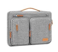 MOSISO 360 Schützend Laptop Tasche Hülle 15-15,6 Zoll, Laptoptasche Kompatibel mit MacBook Pro 16,HP,Dell,Lenovo,Asus Notebook, Seitliche Offene Tragetasche mit 5 Zubehörtaschen&Gürtel, Grau