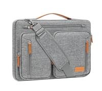 MOSISO 360 Schützende Laptop Umhängetasche,15-15,6 Zoll Computertaschen Kompatibel mit MacBook Pro 16,HP,Dell,Lenovo,Notebook,Seitlich Offene Messenger Bag mit 5 Zubehörtaschen & Gürtel,Grau
