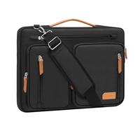 MOSISO 360 Schützende Laptop Umhängetasche,15-15,6 Zoll Computertaschen Kompatibel mit MacBook Pro 16,HP,Dell,Lenovo,Notebook,Seitlich Offene Messenger Bag mit 5 Zubehörtaschen & Gürtel,Schwarz