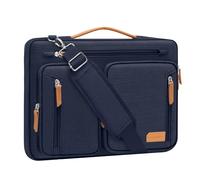 MOSISO 360 Schützende Laptop Umhängetasche,15-15,6 Zoll Computertaschen Kompatibel mit MacBook Pro 16,HP,Dell,Lenovo,Notebook,Seitlich Offene Messenger Bag mit 5 Zubehörtaschen & Gürtel, Marineblau